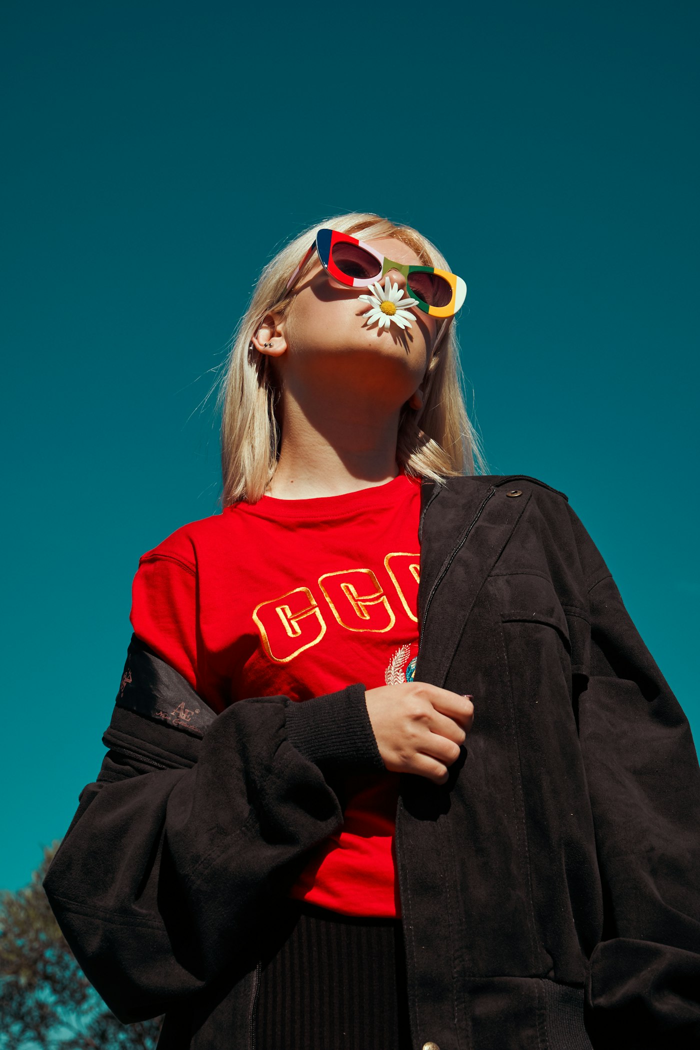 Person wearing colourful independent fashion